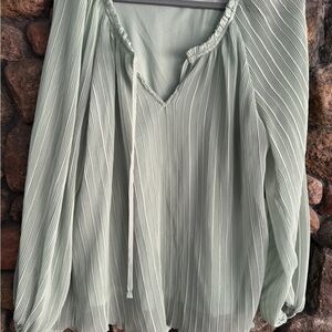 LC Lauren Conrad Pleated Blouse in Soft Green